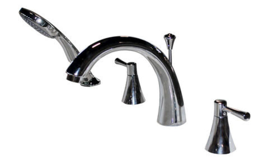 MediTub 4-piece Roman Faucet Two-Handle Chrome Roman Bathtub Faucet with Handheld Shower