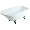 Kingston Brass Aqua Eden 60" Cast Iron Roll Top Clawfoot Freestanding Tub with 3-3/8" Wall Drillings- VCT3D603019NT