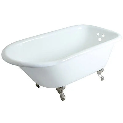 Kingston Brass Aqua Eden 60" Cast Iron Roll Top Clawfoot Freestanding Tub with 3-3/8" Wall Drillings- VCT3D603019NT