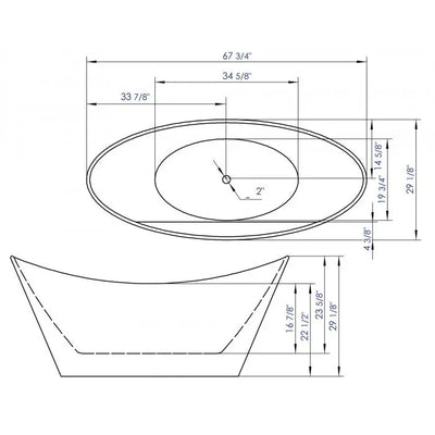 ALFI Brand AB8803 68 Inch White Oval Acrylic Freestanding Soaking Bathtub Alfi Trade Inc