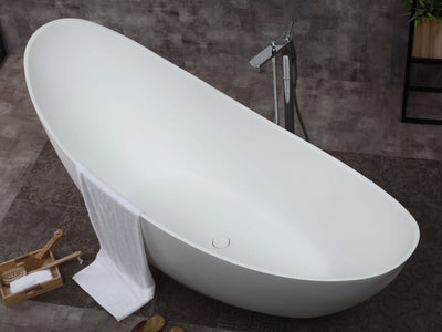 ALFI Brand AB9951 73" White Solid Surface Smooth Resin Soaking Slipper Bathtub Alfi Trade Inc