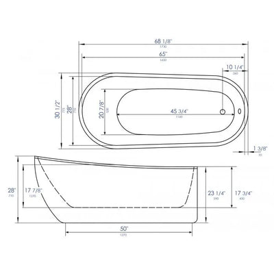 ALFI brand AB8826 68 Inch White Oval Acrylic Free Standing Soaking Bathtub Alfi Trade Inc