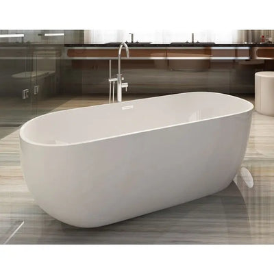 ALFI brand AB8838 59 Inch White Oval Acrylic Free Standing Soaking Bathtub Alfi Trade Inc