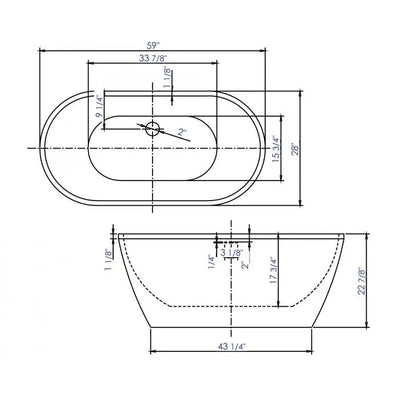 ALFI brand AB8838 59 Inch White Oval Acrylic Free Standing Soaking Bathtub Alfi Trade Inc