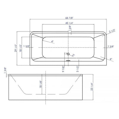 ALFI brand AB8859 67 Inch White Rectangular Acrylic Free Standing Soaking Bathtub Alfi Trade Inc