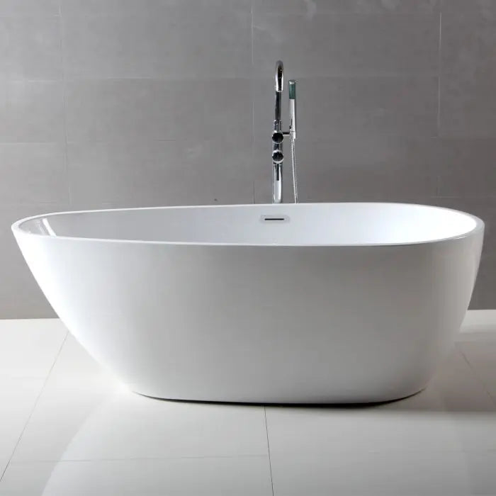 ALFI brand AB8861 59 Inch White Oval Acrylic Free Standing Soaking Bathtub Alfi Trade Inc