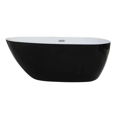 ALFI brand AB8862 59 Inch Black & White Oval Acrylic Free Standing Soaking Bathtub Alfi Trade Inc