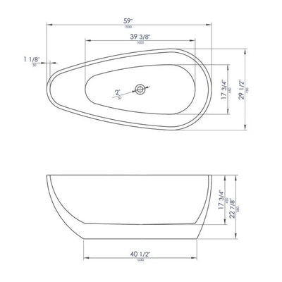 ALFI brand AB8862 59 Inch Black & White Oval Acrylic Free Standing Soaking Bathtub Alfi Trade Inc