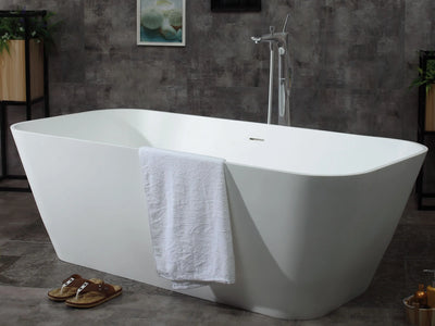 ALFI brand AB9952 67" White Rectangular Solid Surface Smooth Resin Soaking Bathtub Alfi Trade Inc