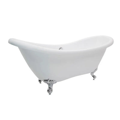 ANZZI Aegis Series FT-AZ082 5.7 ft. Acrylic Center Drain Freestanding Bathtub in Glossy White