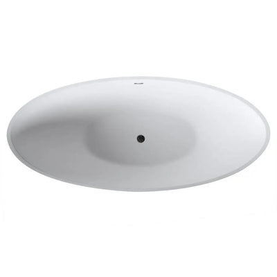 ANZZI Ala Series FT-AZ508 6.2 ft. Man-Made Stone Center Drain Freestanding Bathtub in Matte White