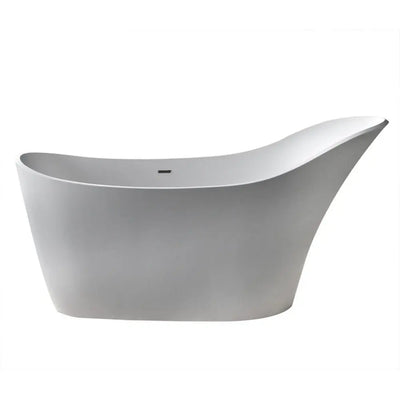 ANZZI Alto Series FT-AZ507 5.6 ft. Man-Made Stone Center Drain Freestanding Bathtub in Matte White