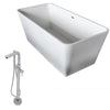 ANZZI Cenere Series 4.9 ft. Man-Made Stone Classic Freestanding Flatbottom Non-Whirlpool Bathtub in Matte White with Freestanding Faucet