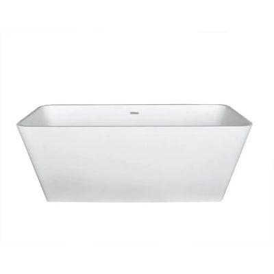 ANZZI Cenere Series 4.9 ft. Man-Made Stone Classic Freestanding Flatbottom Non-Whirlpool Bathtub in Matte White with Freestanding Faucet