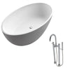 ANZZI Cestino Series 5.5 ft. Man-Made Stone Classic Freestanding Flatbottom Non-Whirlpool Bathtub in Matte White with Freestanding Faucet