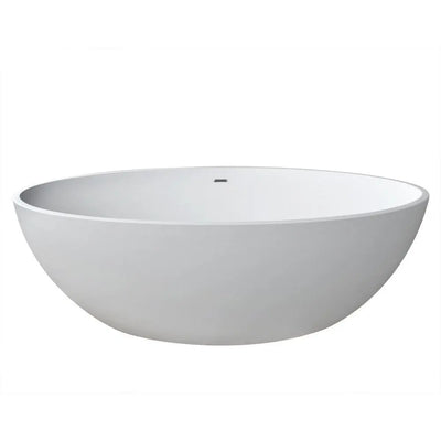 ANZZI Cestino Series 5.5 ft. Man-Made Stone Classic Freestanding Flatbottom Non-Whirlpool Bathtub in Matte White with Freestanding Faucet