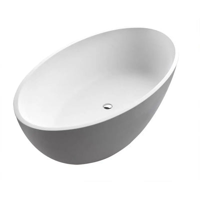 ANZZI Cestino Series FT-AZ510 5.5 ft. Man-Made Stone Center Drain Freestanding Bathtub in Matte White