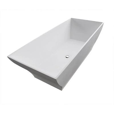 ANZZI Crema Series FT-AZ509 5.9 ft. Man-Made Stone Center Drain Freestanding Bathtub in Matte White