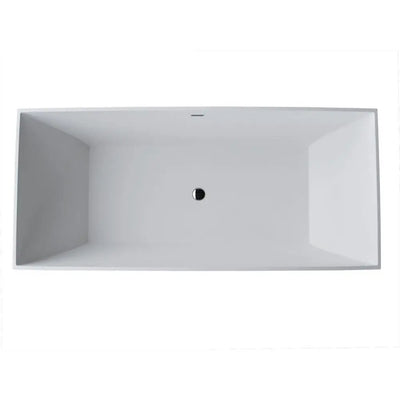 ANZZI Crema Series FT-AZ509 5.9 ft. Man-Made Stone Center Drain Freestanding Bathtub in Matte White