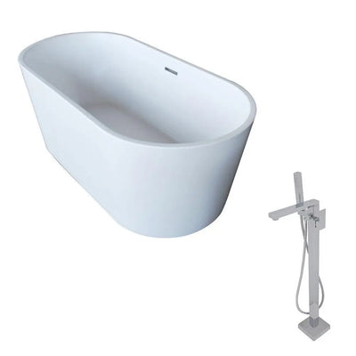 ANZZI Dover Series 5.6 ft. Acrylic Classic Freestanding Flatbottom Non-Whirlpool Bathtub in White with Freestanding Faucet