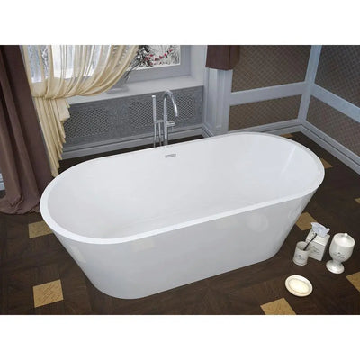 ANZZI Dover Series 5.6 ft. Acrylic Classic Freestanding Flatbottom Non-Whirlpool Bathtub in White with Freestanding Faucet