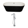 ANZZI Dualita Series Acrylic Classic Freestanding Flatbottom Non-Whirlpool Bathtub in Black with Freestanding Faucet