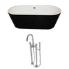 ANZZI Dualita Series Acrylic Classic Freestanding Flatbottom Non-Whirlpool Bathtub in Black with Freestanding Faucet