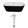 ANZZI Dualita Series Acrylic Classic Freestanding Flatbottom Non-Whirlpool Bathtub in Black with Freestanding Faucet