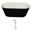 ANZZI Dualita Series Acrylic Classic Freestanding Flatbottom Non-Whirlpool Bathtub in Black with Freestanding Faucet