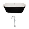 ANZZI Dualita Series Acrylic Classic Freestanding Flatbottom Non-Whirlpool Bathtub in Black with Freestanding Faucet