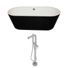 ANZZI Dualita Series Black Soaking Tub with Freestanding Faucet