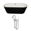 ANZZI Dualita Series Acrylic Classic Freestanding Flatbottom Non-Whirlpool Bathtub in Black with Freestanding Faucet