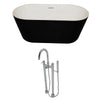 ANZZI Dualita Series Acrylic Classic Freestanding Flatbottom Non-Whirlpool Bathtub in Black with Freestanding Faucet