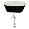 ANZZI Dualita Series Black Soaking Tub with Freestanding Faucet