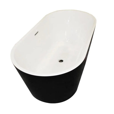 ANZZI Dualita Series Acrylic Classic Freestanding Flatbottom Non-Whirlpool Bathtub in Black with Freestanding Faucet