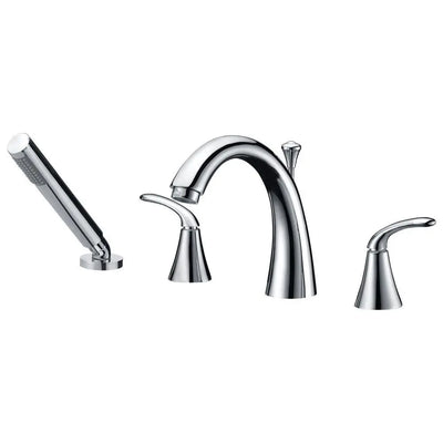 ANZZI Fawn Series FR-AZ074 2-Handle Deck-Mount Roman Tub Faucet with Handheld Sprayer in Polished Chrome