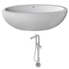 ANZZI Lusso Series 6.3 ft. Man-Made Stone Classic Freestanding Flatbottom Non-Whirlpool Bathtub in Matte White with Freestanding Faucet