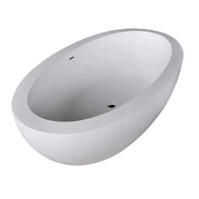 ANZZI Lusso Series FT-AZ504 6.3 ft. Man-Made Stone Center Drain Freestanding Bathtub in Matte White