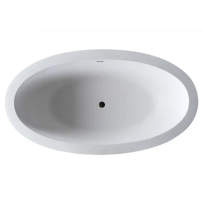 ANZZI Lusso Series FT-AZ504 6.3 ft. Man-Made Stone Center Drain Freestanding Bathtub in Matte White