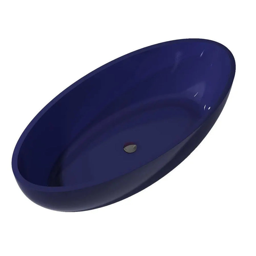 ANZZI Opal Series 5.6 ft. Man-Made Stone Center Drain Freestanding Bathtub in Midnight Black