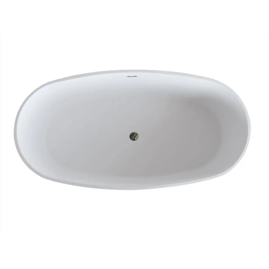 ANZZI Roccia Series FT-AZ505 5.1 ft. Man-Made Stone Center Drain Freestanding Bathtub in Matte White SW Corp