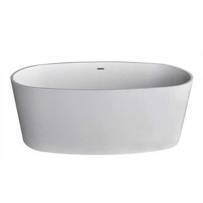 ANZZI Roccia Series FT-AZ505 5.1 ft. Man-Made Stone Center Drain Freestanding Bathtub in Matte White SW Corp