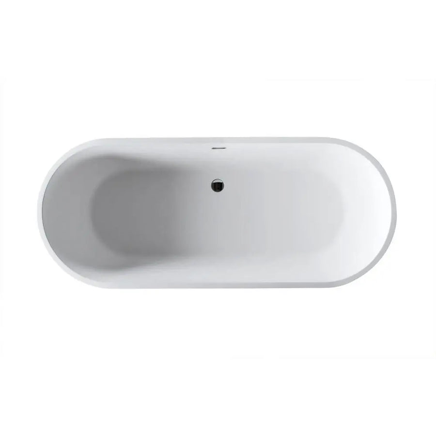 ANZZI Rossetto Series FT-AZ503 5.6 ft. Man-Made Stone Center Drain Freestanding Bathtub in Matte White SW Corp