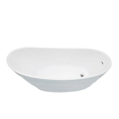 ANZZI Stratus Series 5.6 ft. Acrylic Slipper Freestanding Flatbottom Non-Whirlpool Bathtub in White with Freestanding Faucet