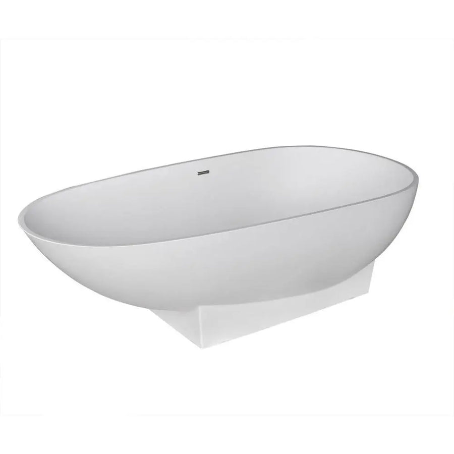 ANZZI Volo Series 5.9 ft. Man-Made Stone Classic Freestanding Flatbottom Non-Whirlpool Bathtub in Matte White with Freestanding Faucet