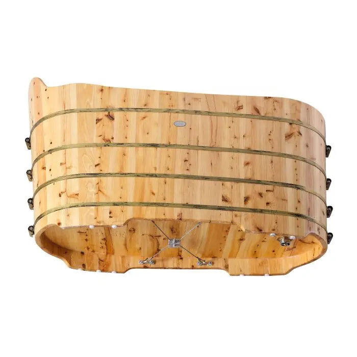 Alfi Brand AB1103 59" Premium Freestanding Cedar Wooden Bathtub with Bench