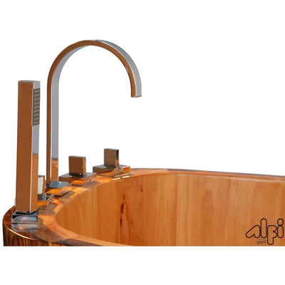 Alfi Brand AB1148 59" Free Standing Wood Bath Tub with Chrome Tub Filler