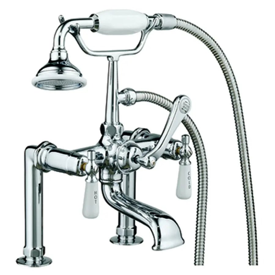 Barclay 4601 Clawfoot Tub Filler – Elephant Spout, Hand Held Shower, 6″ Elbow Mounts