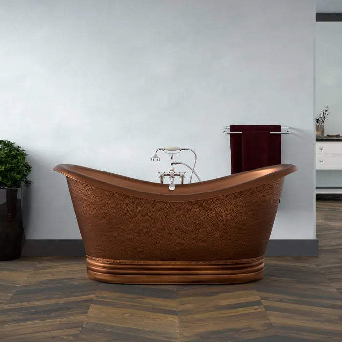 Barclay Allegro COTDSN66P-AC 66" Copper Double Slipper Freestanding Tub