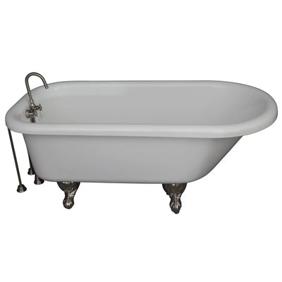 Barclay Anthea TKADTR60-WBN4 60″ Acrylic Roll Top Tub Kit in White with Brushed Nickel Accessories